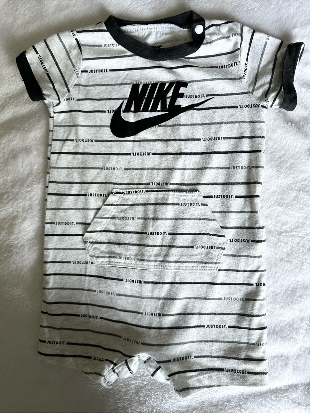 Nike Black & White Striped Toddler Short Sleeve Romper